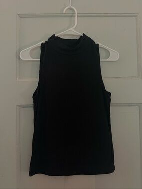 eye candy Black Ribbed Mock Neck Tank